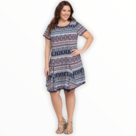 Torrid Printed Navy Blue Boho Style Dress Plus Size 2x - Picture 1 of 8